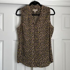 Banana Republic Button Front Leopard Sleeveless Top